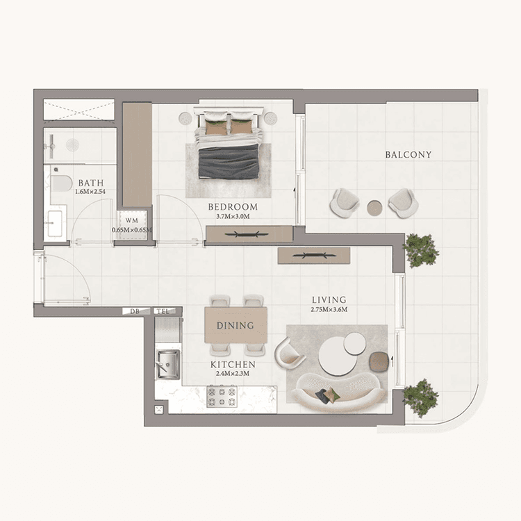 1 Bedroom Bedroom Floor Plan