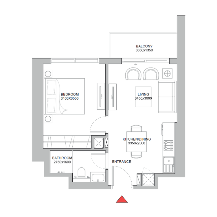 1 Bedroom Bedroom Floor Plan