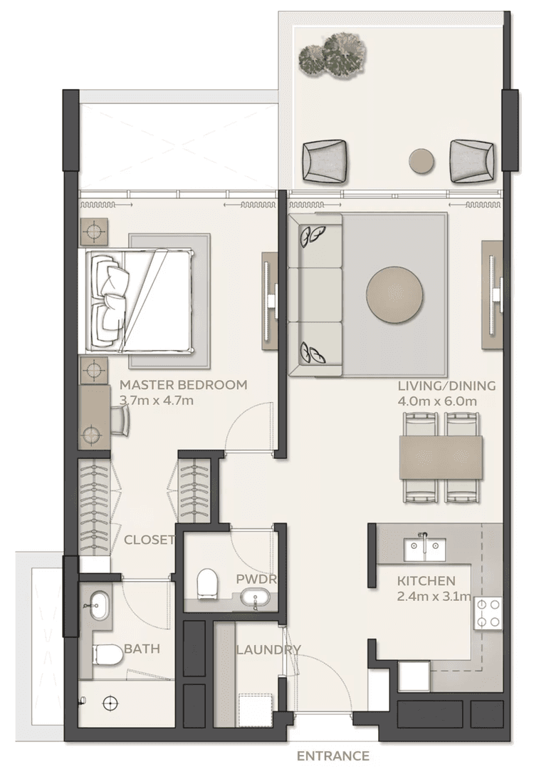1 Bedroom Bedroom Floor Plan