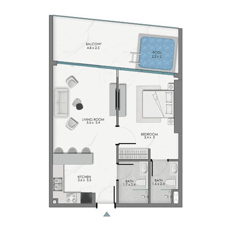 1 Bedroom Bedroom Floor Plan
