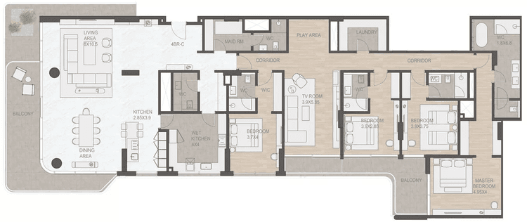 4 Bedrooms Bedroom Floor Plan