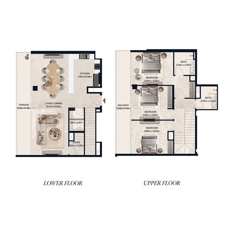 3 Bedrooms Bedroom Floor Plan