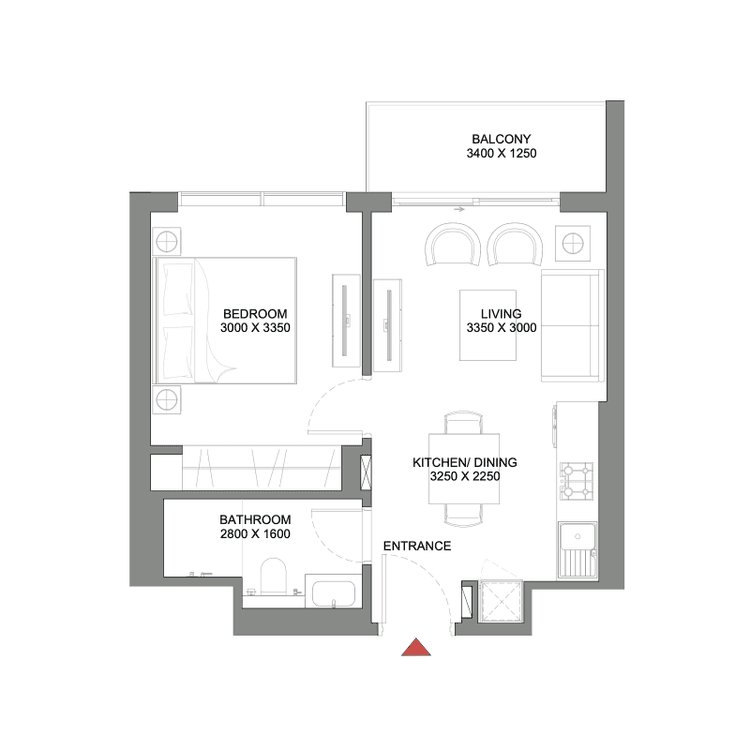 1 Bedroom Bedroom Floor Plan