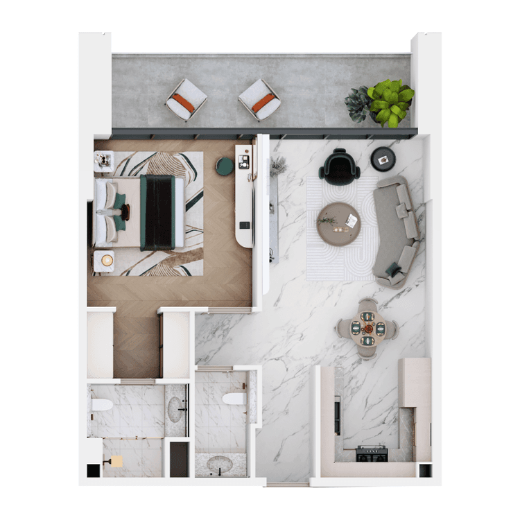 1 Bedroom Bedroom Floor Plan