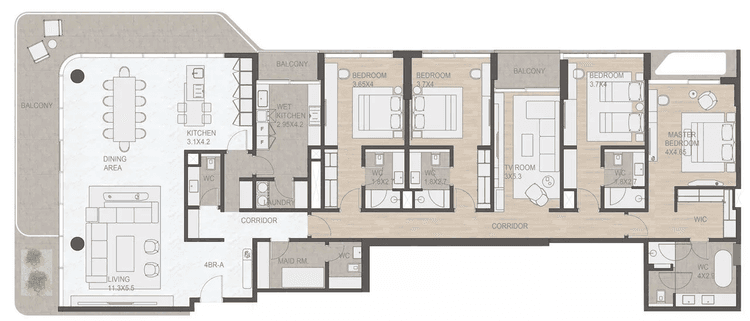 4 Bedrooms Bedroom Floor Plan